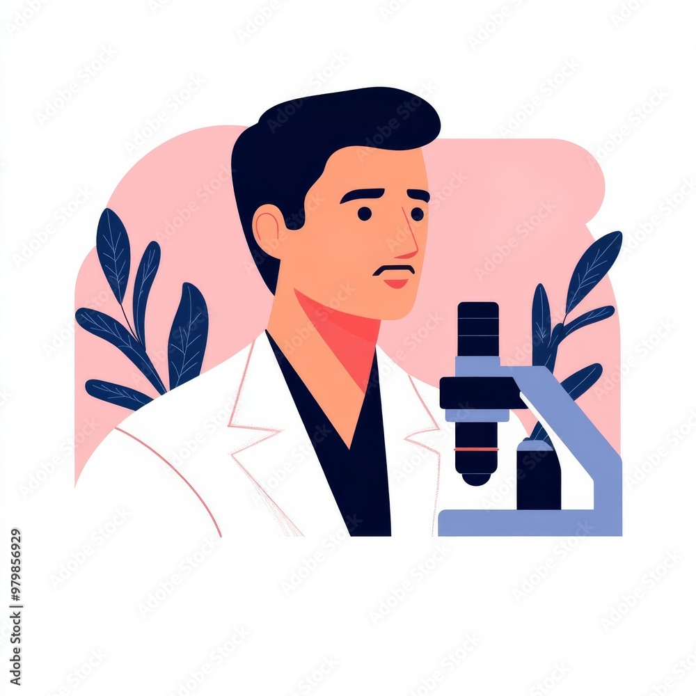 Meticulous Virgo man with a microscope, representing attention to detail and curiosity Meticulous Virgo man with a microscope, representing attention to detail and curiosity