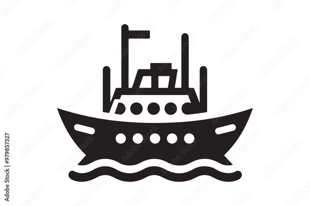 Flatboat Silhouette Vector Illustrations – Perfect for Nautical Designs Flatboat Silhouette Vector Illustrations – Perfect for Nautical Designs