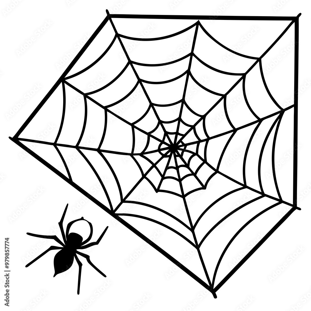 Obraz premium Intricate Spider Web with Centered Spider - Vector Art