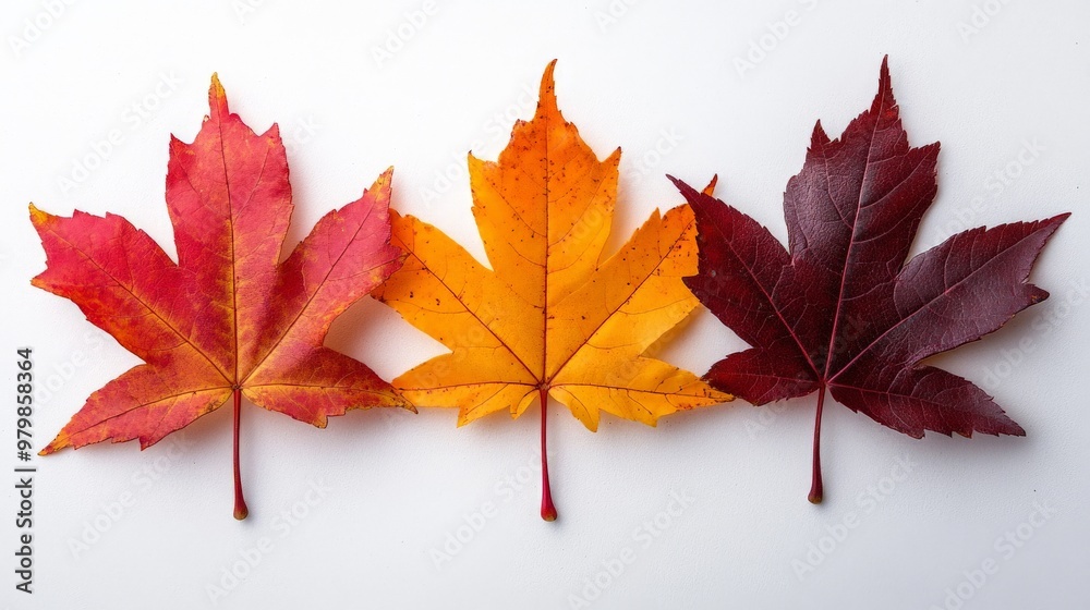 yellow orange red maroon autumn fall maple leaf leaves on white background yellow orange red maroon autumn fall maple leaf leaves on white background