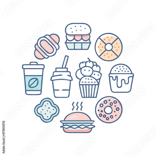 Food vector icon collection