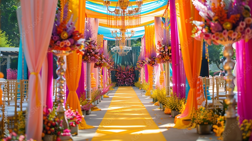 Fototapeta premium Fantastic anniversary ceremony adorned with colorful accessories