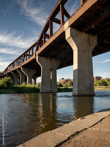 South Platte River and Speer Boulevard bridge, downtown Denver. photo