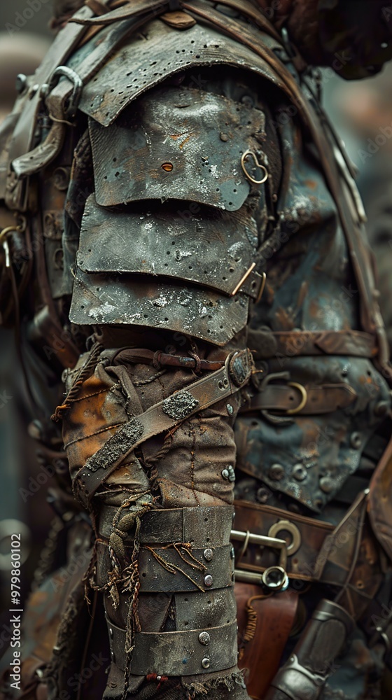 Close-Up of a Worn and Weathered Medieval Armor Close-Up of a Worn and Weathered Medieval Armor