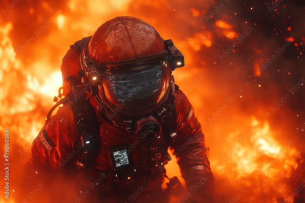 firefighters battling inferno with advanced exosuits and holographic tactical displays firefighters battling inferno with advanced exosuits and holographic tactical displays
