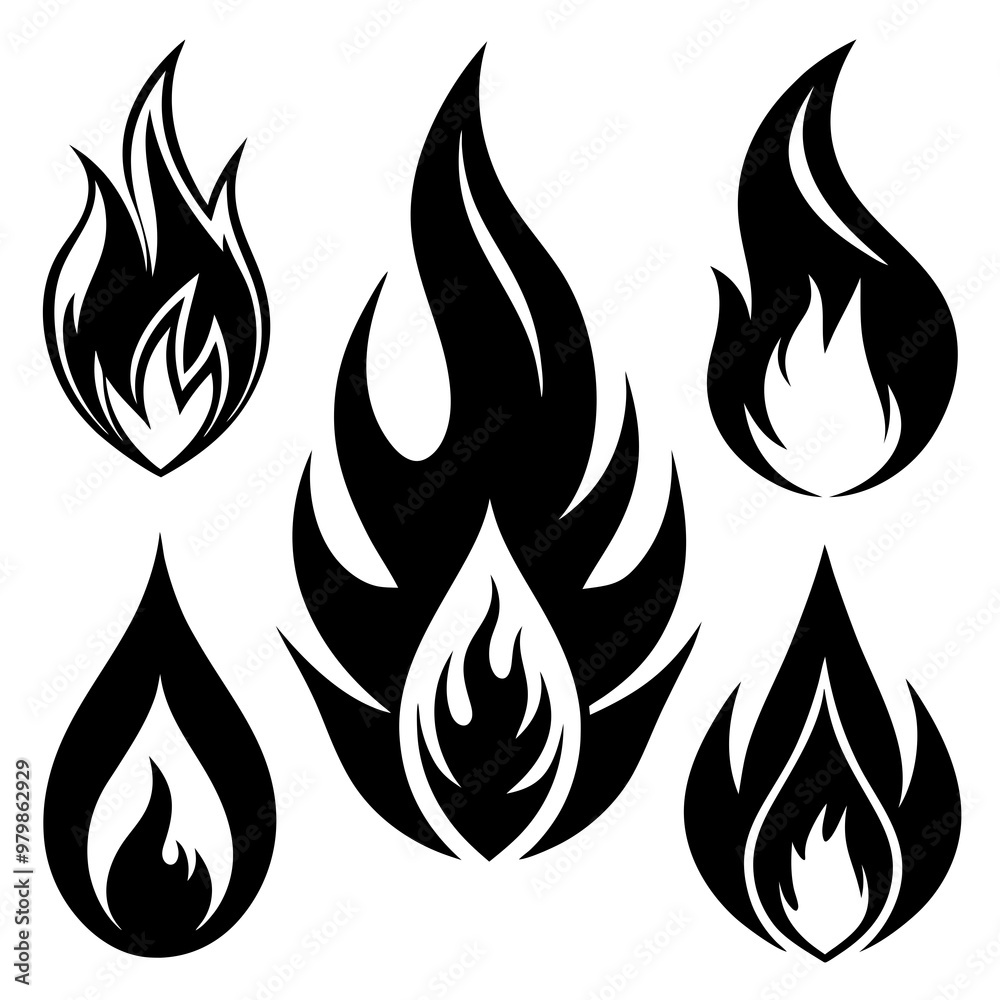 Stunning Black and White Fire Designs: Explore Unique Fire Symbols Stunning Black and White Fire Designs: Explore Unique Fire Symbols
