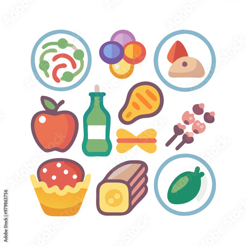 Food vector icon collection