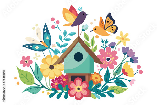 Photography Butterfly Bird house silhouette vector F.eps