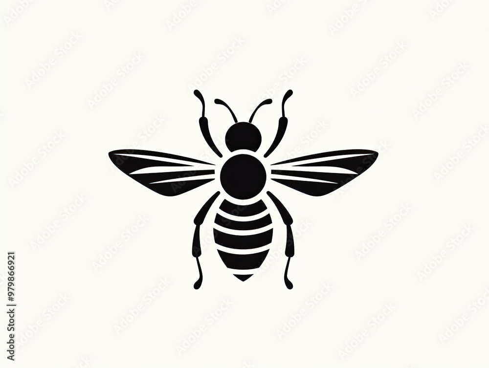 Black silhouette of a bee on a white background Black silhouette of a bee on a white background