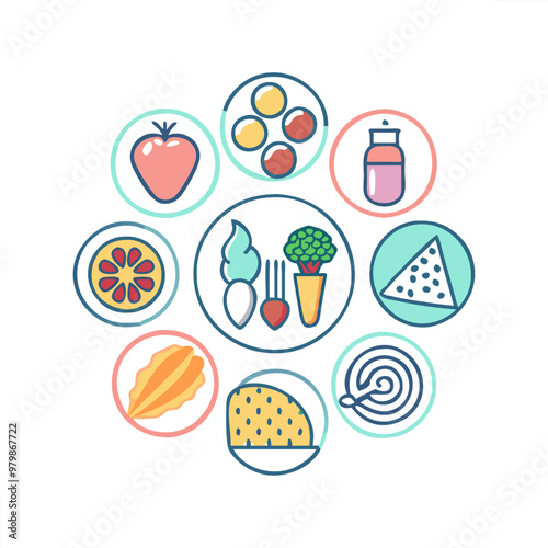 Food vector icon collection