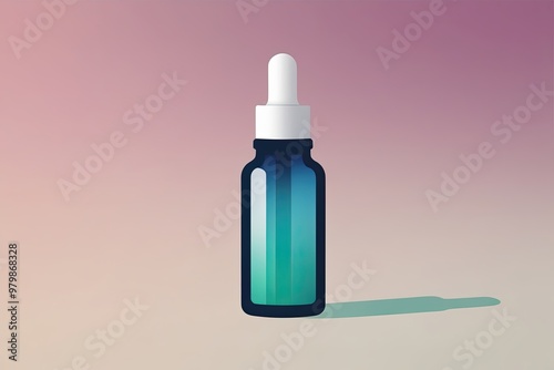 Serum Bottle Icon Illustration with Color Gradient for Skincare and Beauty