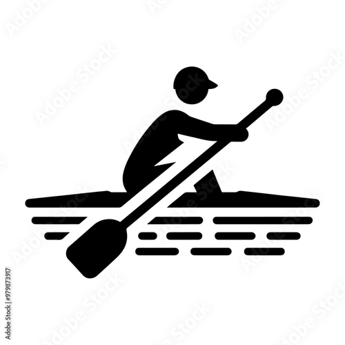 Boat Rowing Vector Icon Set