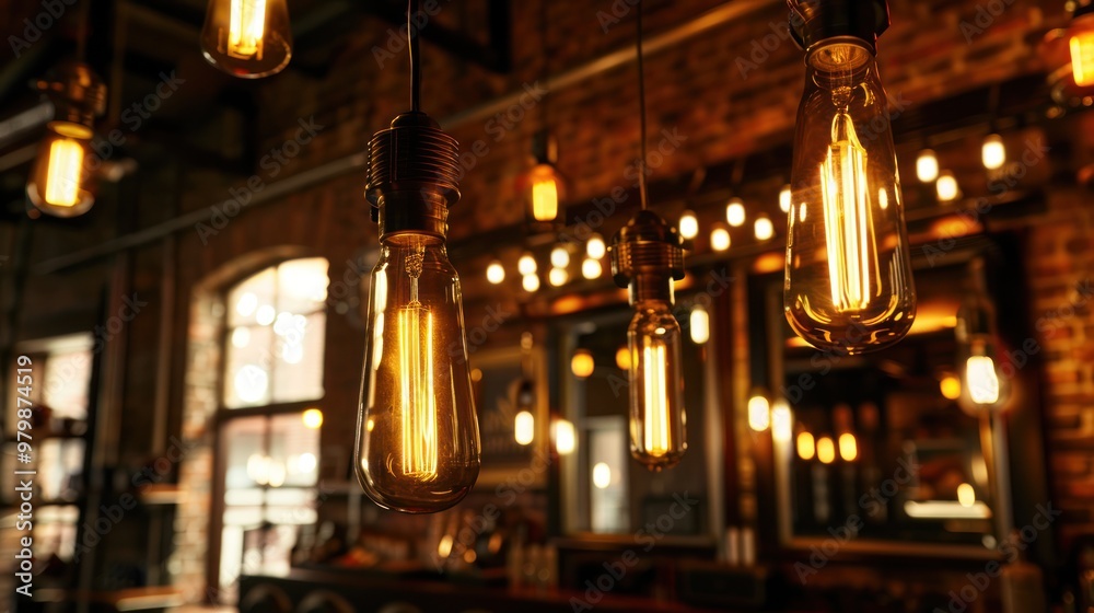 Obraz premium Warm Glowing Lights in a Rustic Interior
