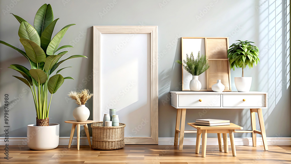 Frame mockup home interior, 3d render, white Mock up frame Frame mockup home interior, 3d render, white Mock up frame
