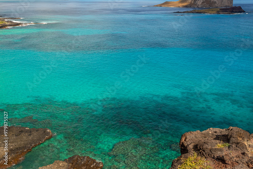 Beautiful View from Makapu Lookout with Makapuu Beach, Kaohikaipu Island and Manana Island, being both of the islands Seabird Sanctuaries photo