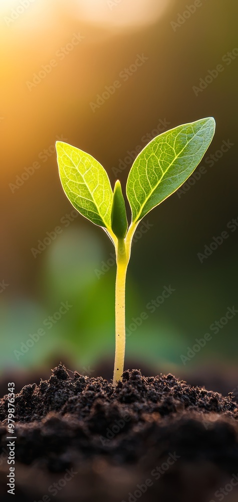 A tender sprout bathed in golden sunlight, with rich soil surrounding it, symbolizing the promise of sustainable growth in farming and the environment. A tender sprout bathed in golden sunlight, with rich soil surrounding it, symbolizing the promise of sustainable growth in farming and the environment.