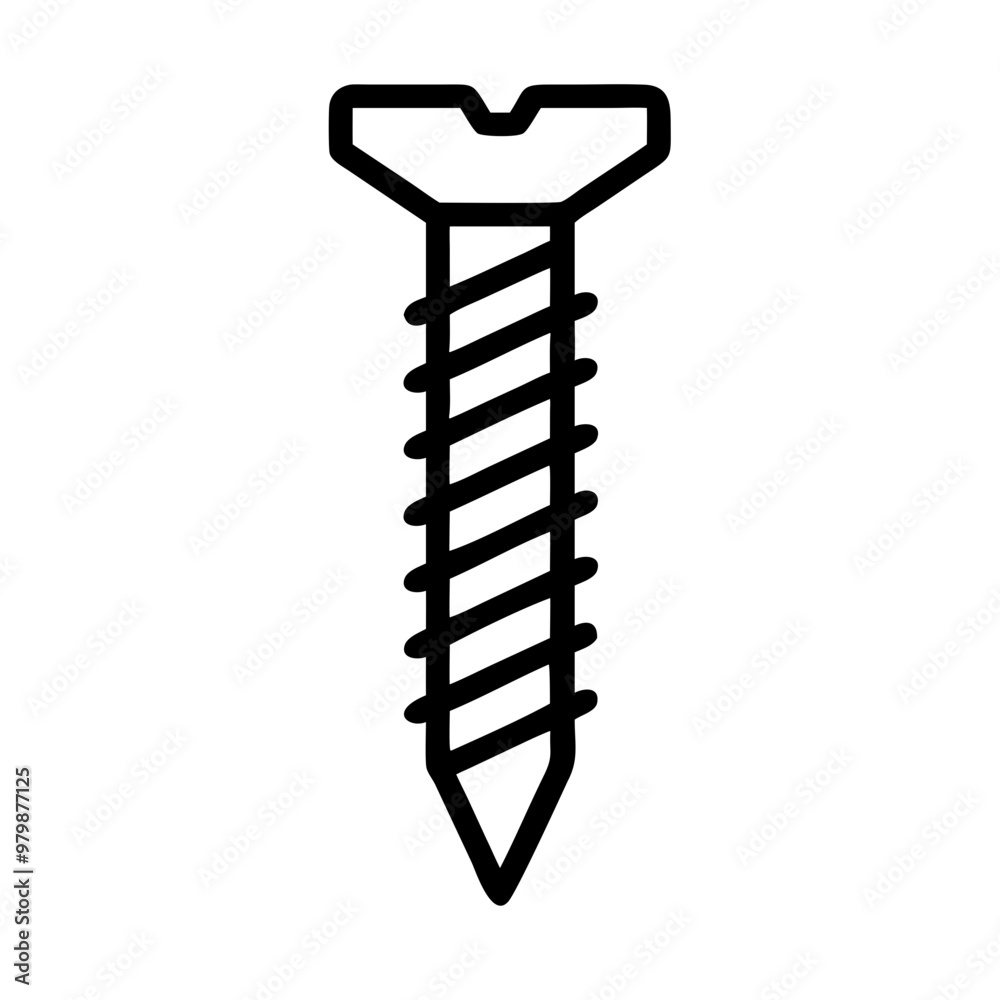 Screw icon, black line style with copy space Screw icon, black line style with copy space