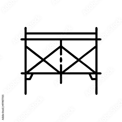 Scaffolding icon, black line style with copy space