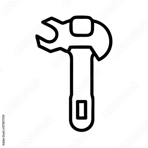 Wrench icon, black line style with copy space