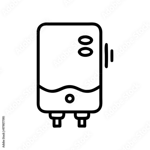 Water heater icon, black line style with copy space