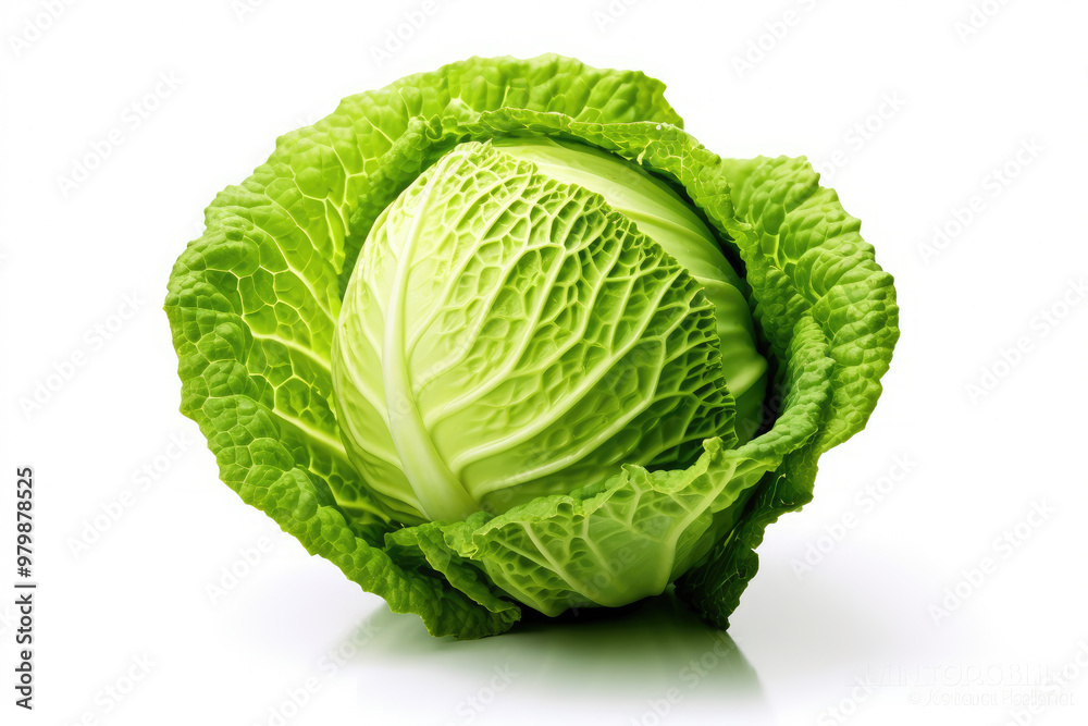 Fresh green cabbage on a clean surface with detailed leaves and vibrant color showing at midday. Generative AI Fresh green cabbage on a clean surface with detailed leaves and vibrant color showing at midday. Generative AI