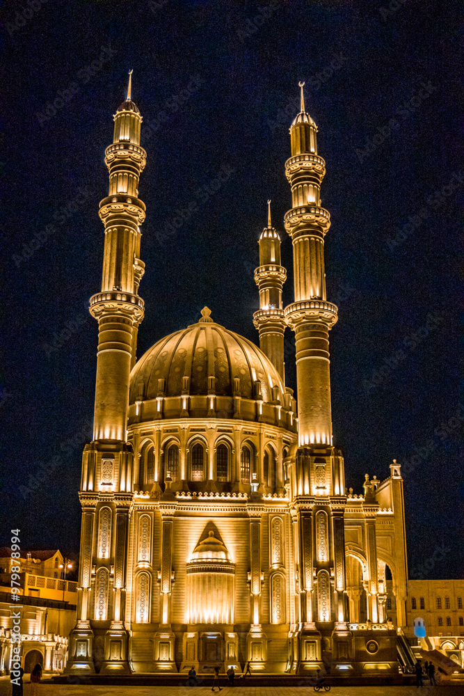 Naklejka premium Night Vision of Heydar Mosque. Baku, Azerbaijan.