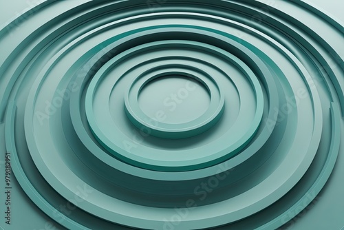 Tranquil 3D Visualization of Concentric Circular Structures in a Serene Environment