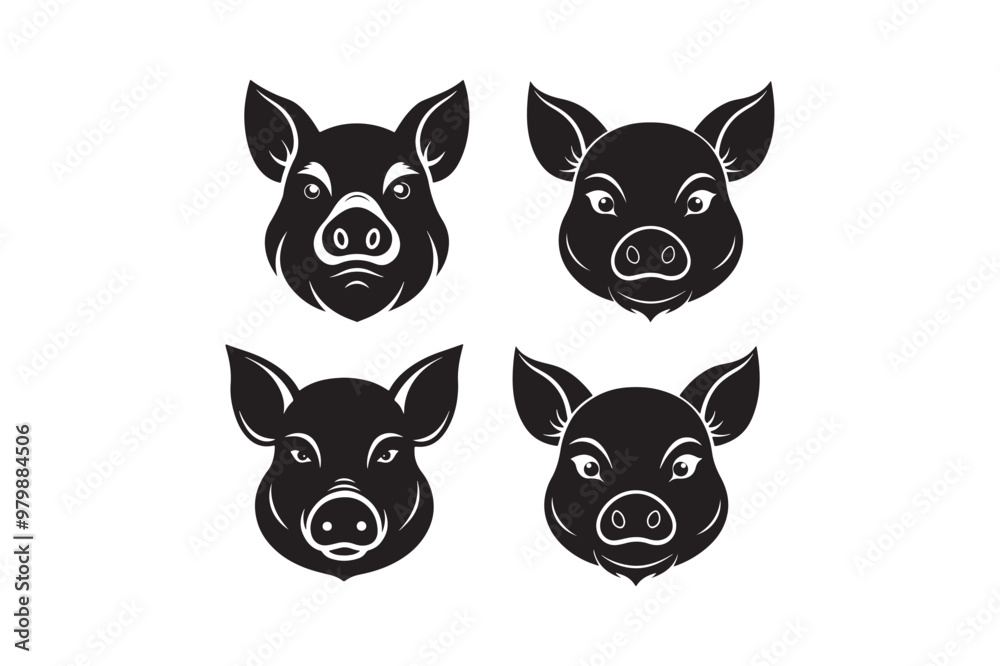 Pig head line art silhouette vector illustration, Pig head silhouette vector, Pig head silhouette PNG Pig head line art silhouette vector illustration, Pig head silhouette vector, Pig head silhouette PNG