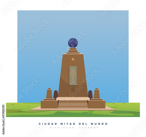 The Ciudad Mitad del Mundo (Middle of the World City) - Equador - Stock Illustration