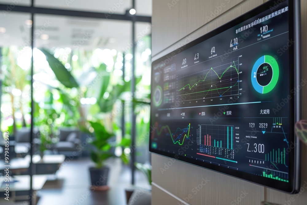 Smart Office Energy Management Digital Dashboard Displaying Real-Time Usage and Savings Analytics Smart Office Energy Management Digital Dashboard Displaying Real-Time Usage and Savings Analytics