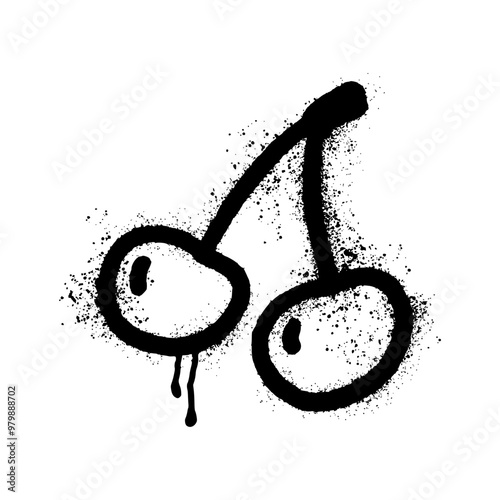 Vector illustration of a hand-drawn cherry in graffiti style