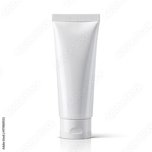 White cream tube mockup isolated on a white background for product display. Generative AI