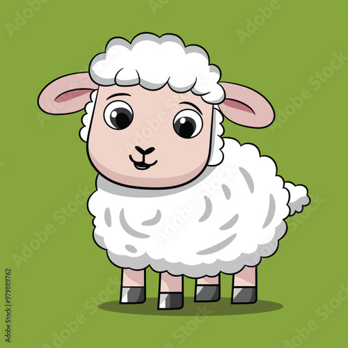 Cute baby little sheep standing Illustration of a sheep vector
