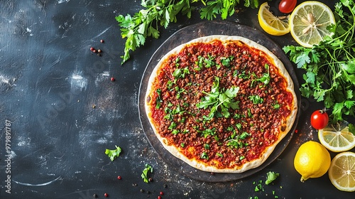 A Lahmacun. The most popular Turkish dishes.  Known as 