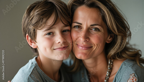 Loving Mother and Son Portrait Close-Up