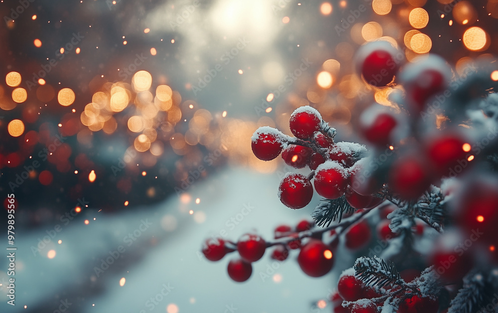 Christmas bokeh background, a winter scene with a holiday atmosphere Christmas bokeh background, a winter scene with a holiday atmosphere
