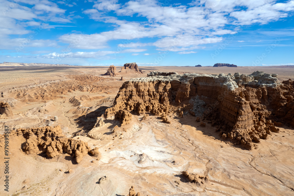 Rock formation seen from a drone at Goblin Valley State Park, Utah. Rock formation seen from a drone at Goblin Valley State Park, Utah.