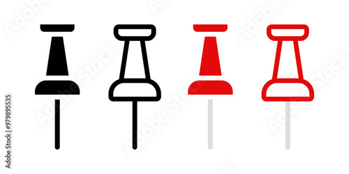 Thumbtacks icon set. flat illustration of vector icon on white background