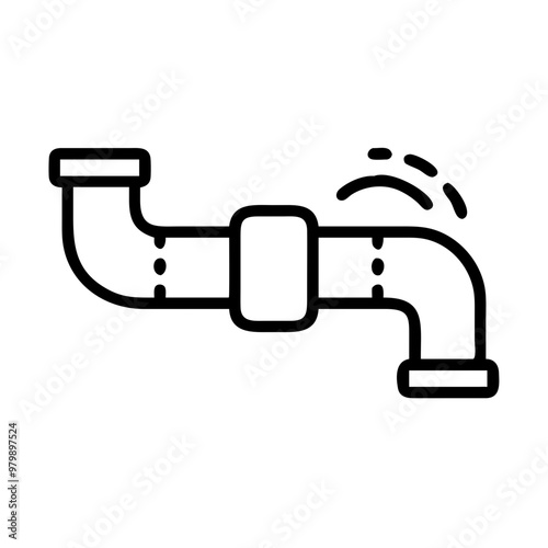 Leaking pipe icon, black line style with copy space