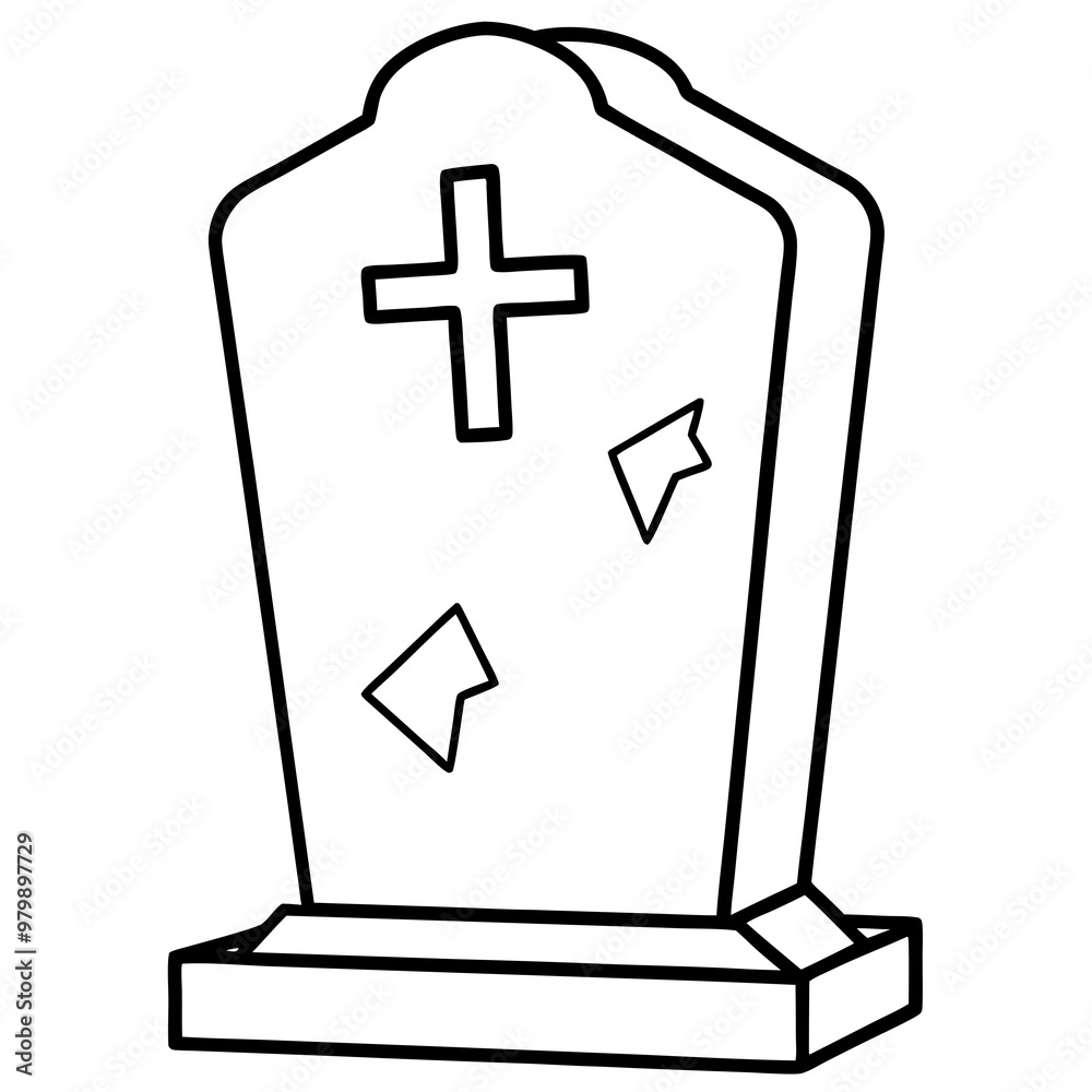 Obraz premium Weathered Tombstone with Cross Vector Art