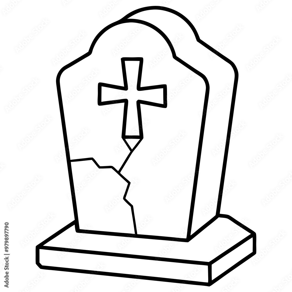 Obraz premium Weathered Tombstone with Cross Vector Art