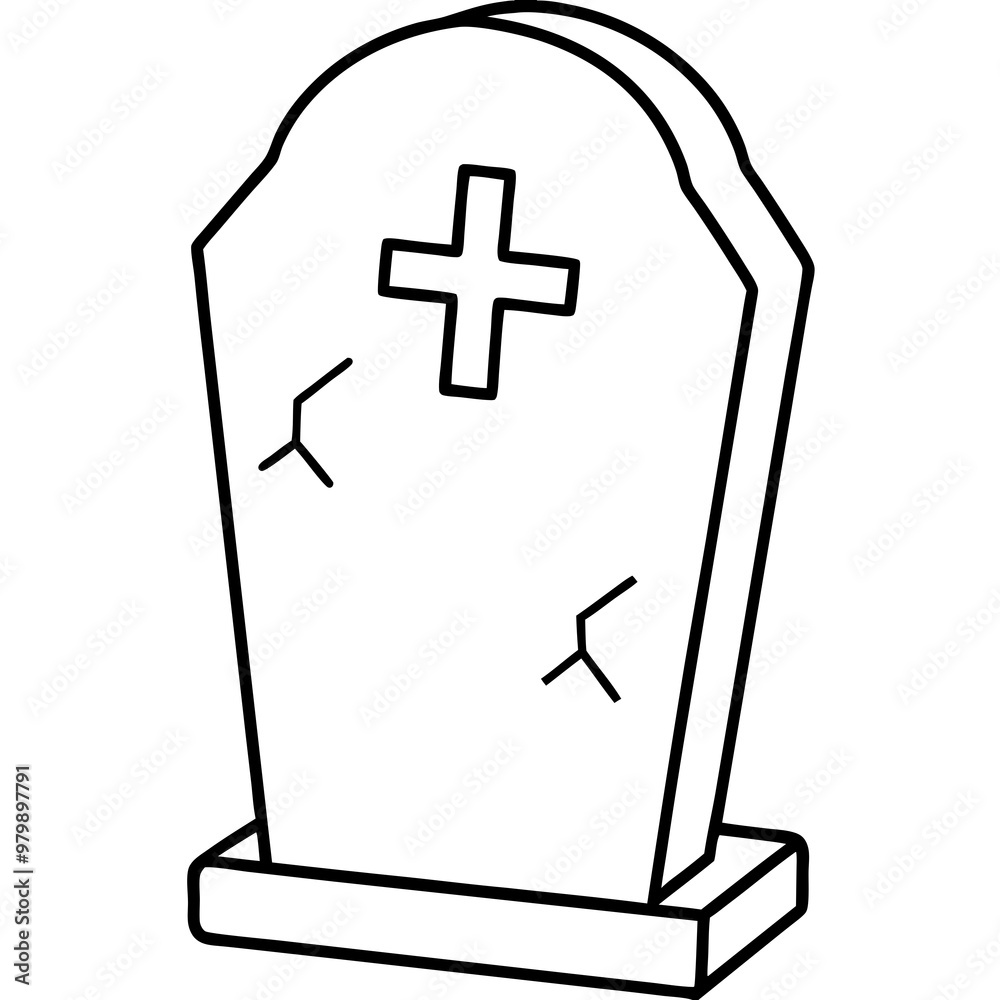 Obraz premium Weathered Tombstone with Cross Vector Art