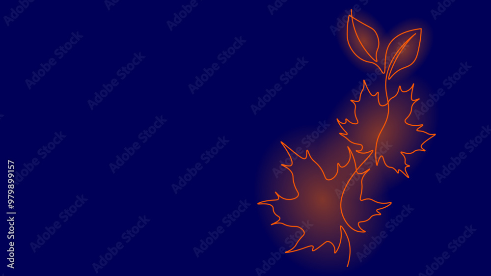 Obraz premium One line continuous autumn leaves symbol concept. Silhouette Canadian maple acer tree. Digital white single line sketch drawing vector illustration