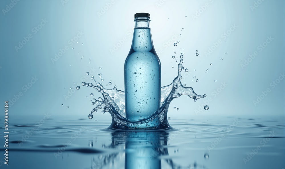 A refreshing splash of bottled water, capturing purity and vitality, perfect for health, wellness, or beverage branding. A refreshing splash of bottled water, capturing purity and vitality, perfect for health, wellness, or beverage branding.