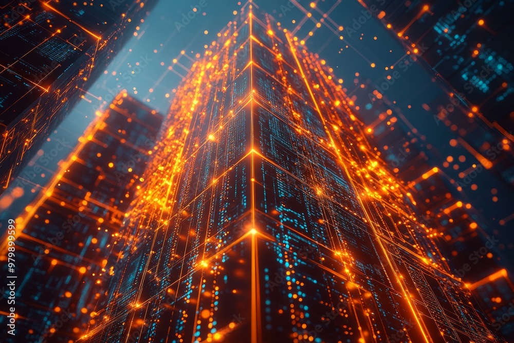 Fototapeta premium Digital Backbone, Cloud Computing and Digital Infrastructure