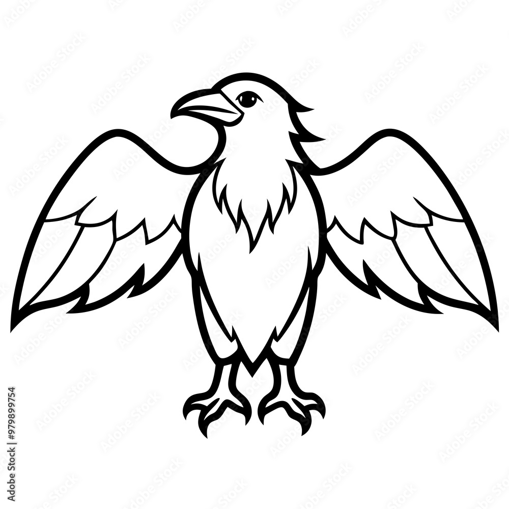 Fototapeta premium Ominous Raven with Outspread Wings - Vector Art