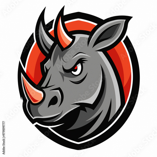 Stylish Rhino Head Logo Emblem for Posters, Banners, Billboards, and Graphic Ads in Video Game Production photo