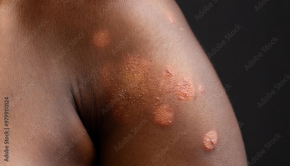 Close-up of Inflamed Red Plaques on Skin. Dermatological Symptoms of Psoriasis or Eczema Showcasing Red, Raised, Scaly Patches on Light Skin, Depicting a Severe Skin Condition. Allergic Reaction Close-up of Inflamed Red Plaques on Skin. Dermatological Symptoms of Psoriasis or Eczema Showcasing Red, Raised, Scaly Patches on Light Skin, Depicting a Severe Skin Condition. Allergic Reaction