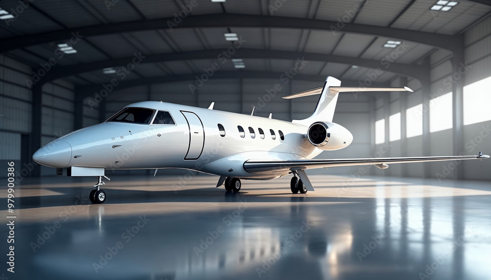 Sleek private jet in a spacious hangar, perfect for a high-end advertisement setting.
Sleek private jet in a spacious hangar, perfect for a high-end advertisement setting.