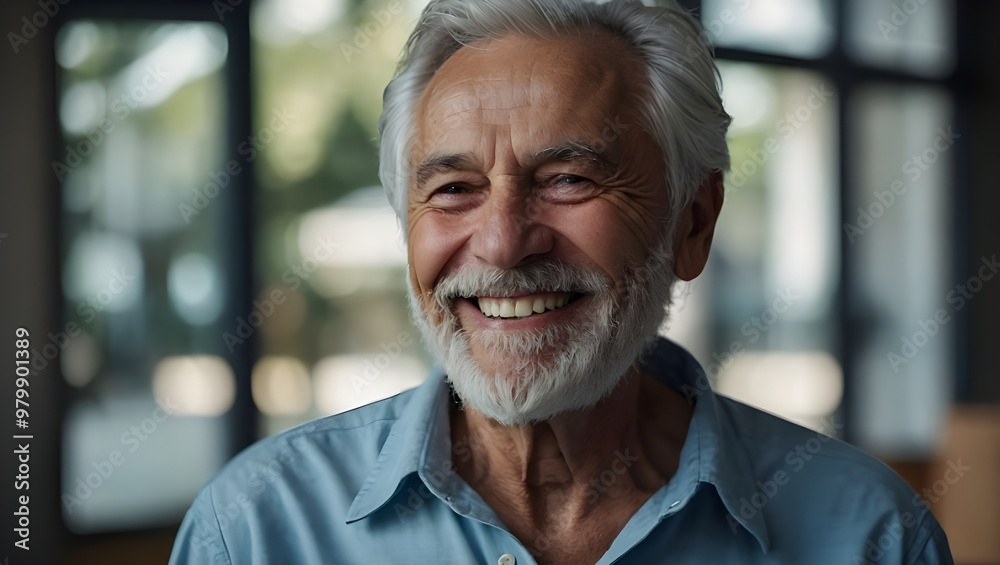 Happy Elderly Man with a Warm Smile in Soft Daylight Happy Elderly Man with a Warm Smile in Soft Daylight